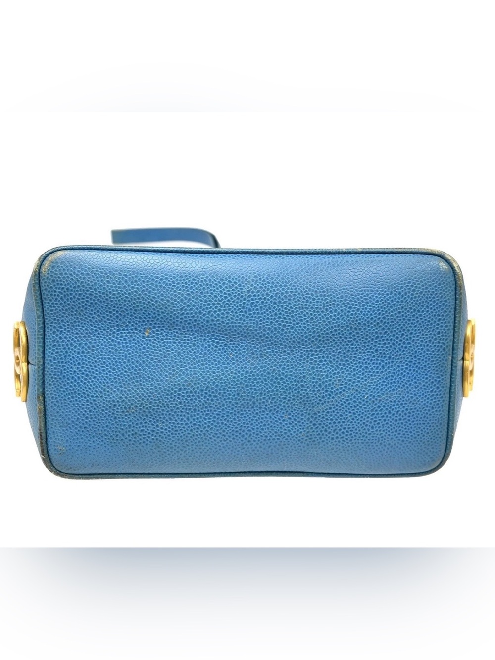 Authentic CHANEL vintage blue calf skin sling bucket bag 24k gold - Picture 7 of 14
